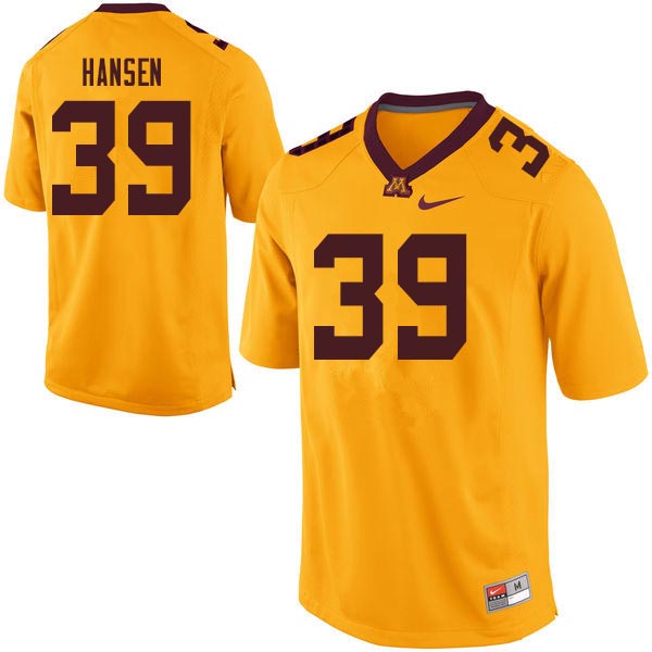 Men #39 Trey Hansen Minnesota Golden Gophers College Football Jerseys Sale-Gold